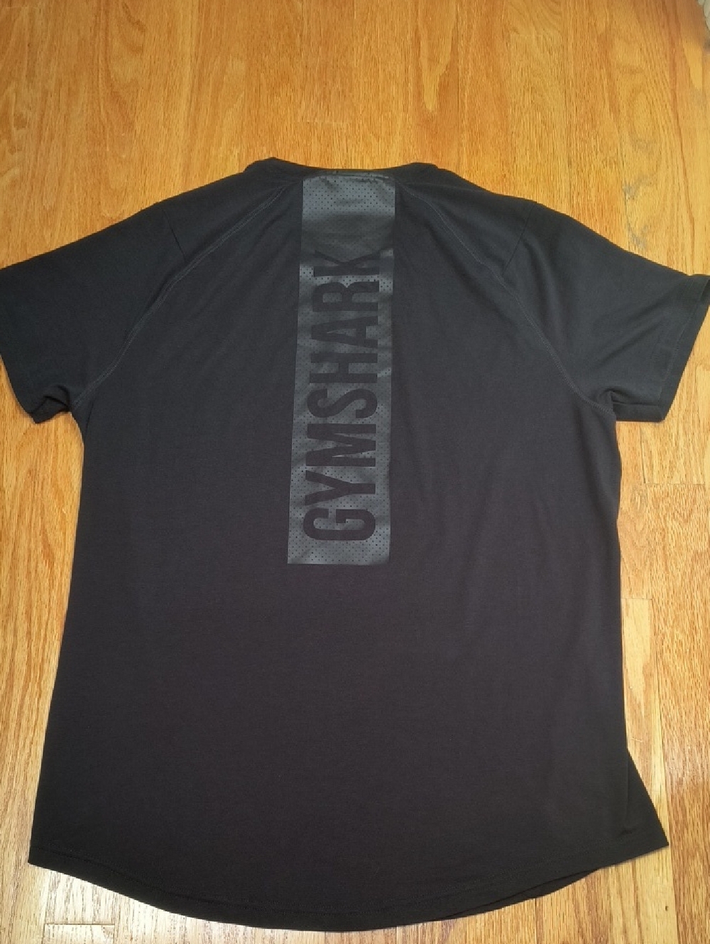 Gymshark Black Short Sleeve Training Tee with Back Logo, Men's XXL, Fits Tight